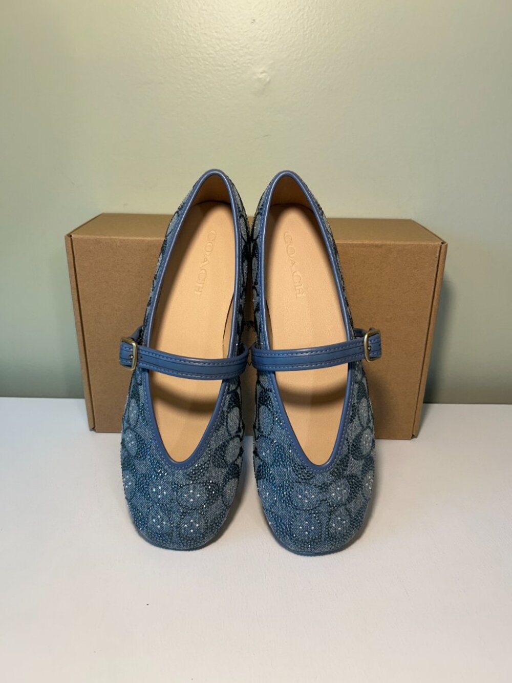 Coach Women's Mary Jane In Crystal Signature Denim